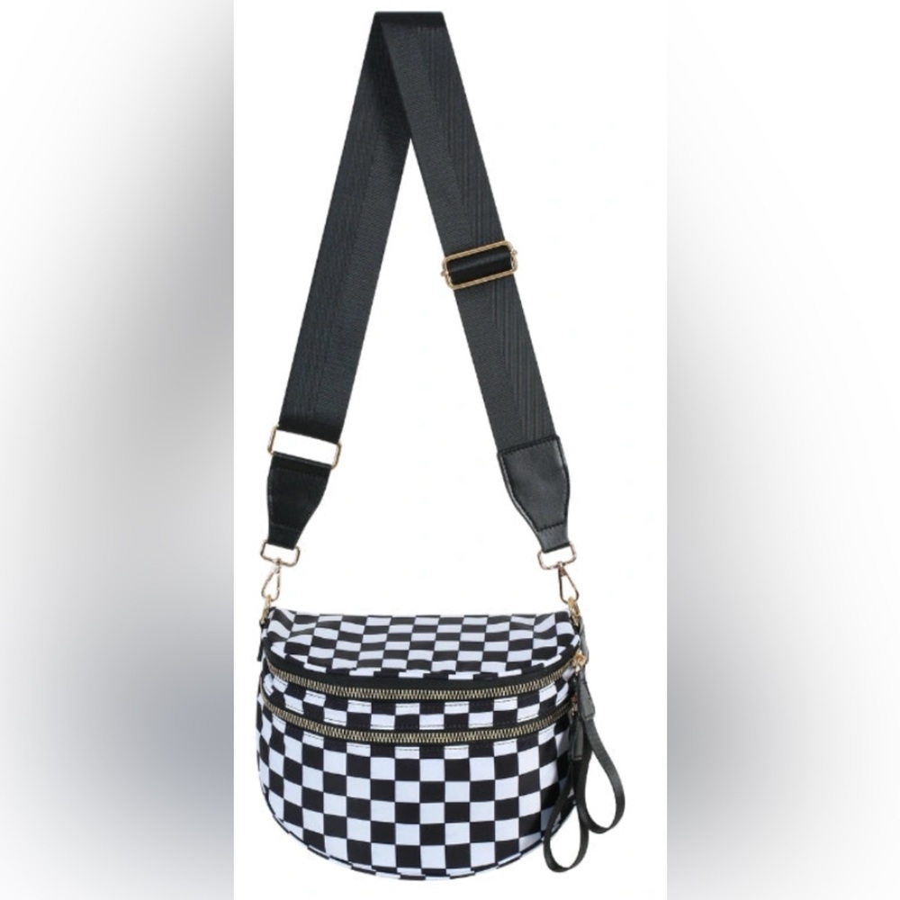NIP Checkered Black and White Crossbody Bag